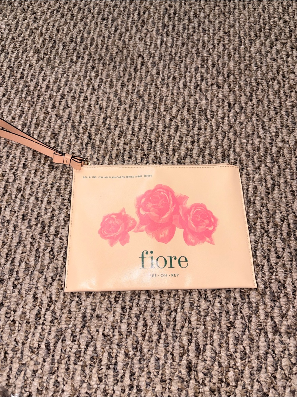 Peach Floral Wristlet Clutch
